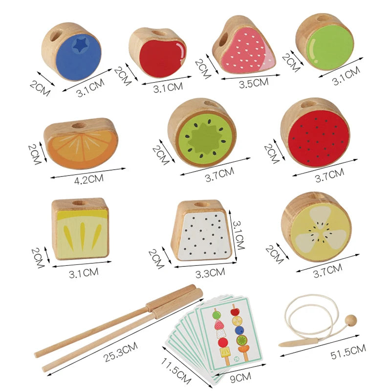 Wooden Beads Mastery Kit Logic Game Thinking Training Stacking Blocks Color Shape Matching Lacing Bead for Boys Girls Christmas