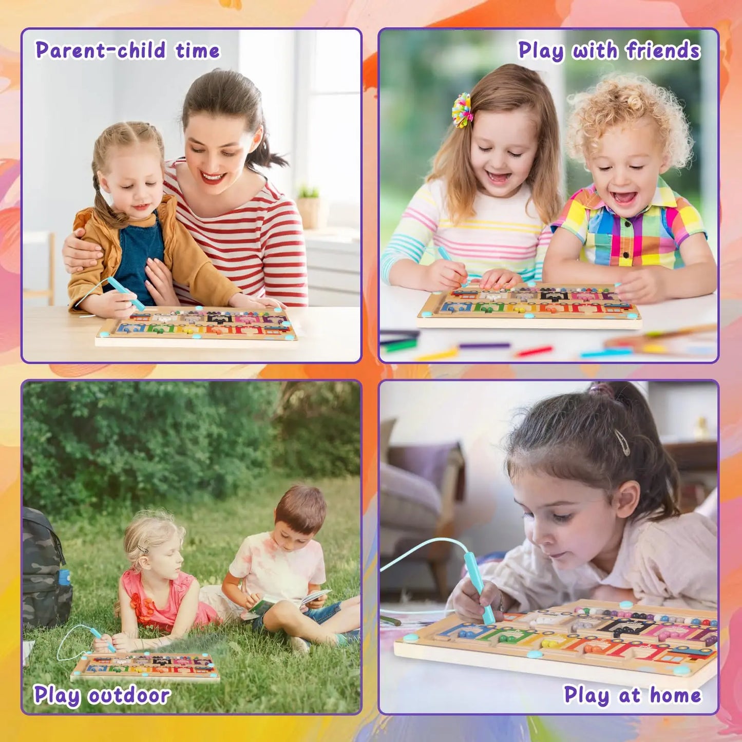 Magnetic Color and Number Maze Montessori Toys Wooden Magnet Balls Puzzle Learning Educational Sensory Toy for Toddlers and Kids