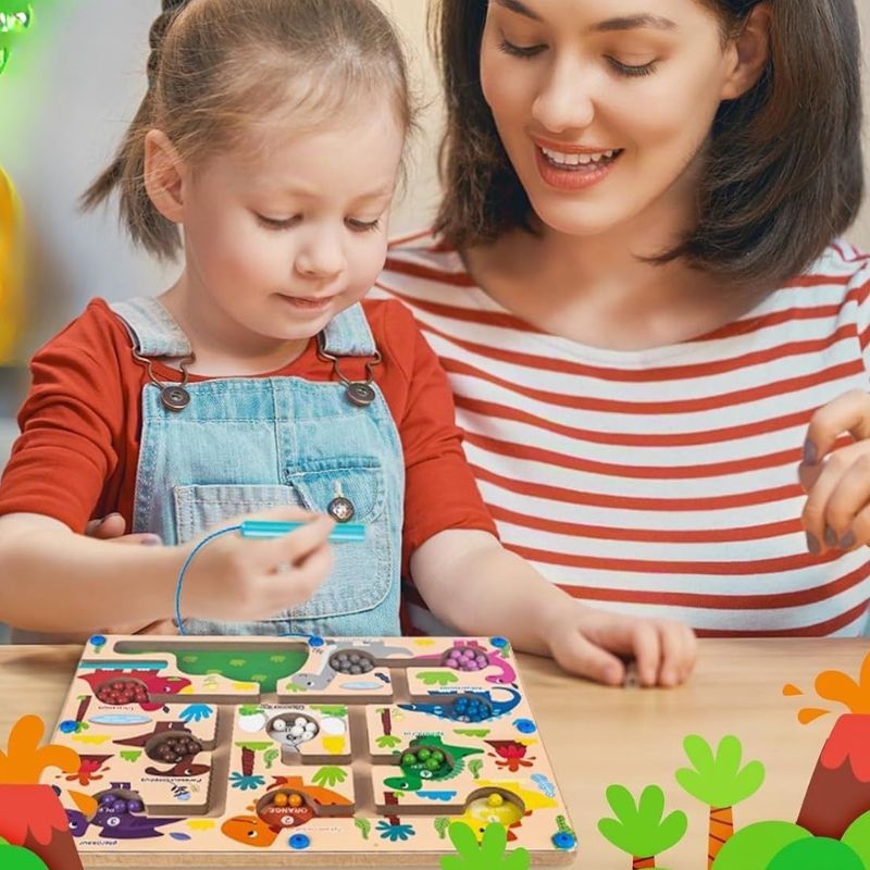 Labyrinthe Magnétique l'Œuf de Dinosaure en Bois – Premier Prix Montessori dès 3 Ans