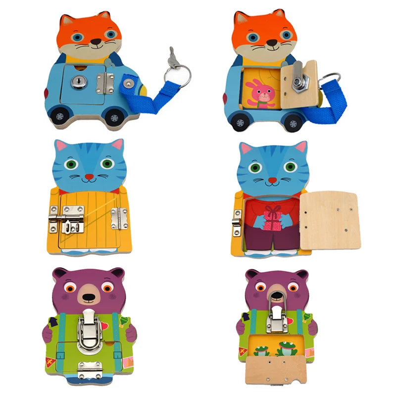 Activity Busy Board Montessori Baby Toys Learning Basic Skills Fine Motor Training Latch Lock Toys Toddler Cognition Sensory Toy