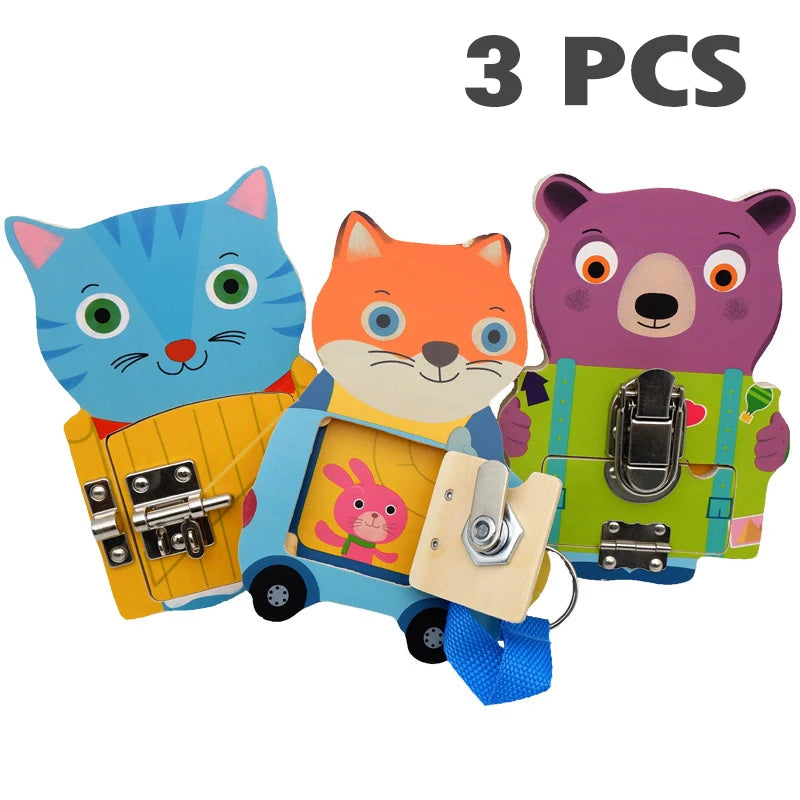 Activity Busy Board Montessori Baby Toys Learning Basic Skills Fine Motor Training Latch Lock Toys Toddler Cognition Sensory Toy