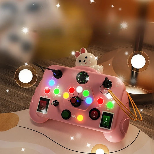 Montessori Busy Board Sensory Toys Wooden With LED Light Switch Control Board Travel Activities Children Games For 2-4 Years Old