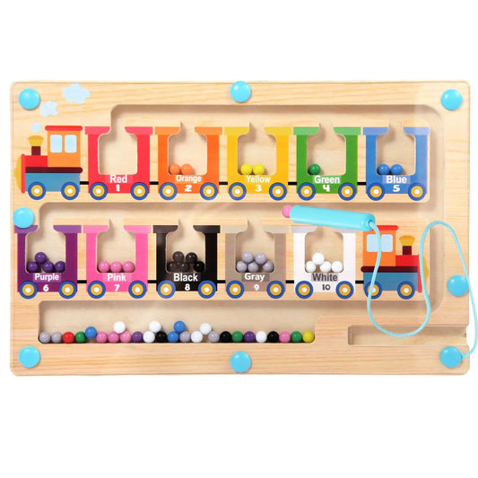 Magnetic Color and Number Maze Montessori Toys Wooden Magnet Balls Puzzle Learning Educational Sensory Toy for Toddlers and Kids