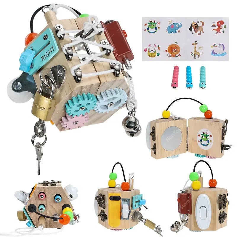 8 Styles Montessori Kids Busy Cube Board Educational Toy Children Hand Grasping Ability Training Lock Learning Toys Toddler Gift