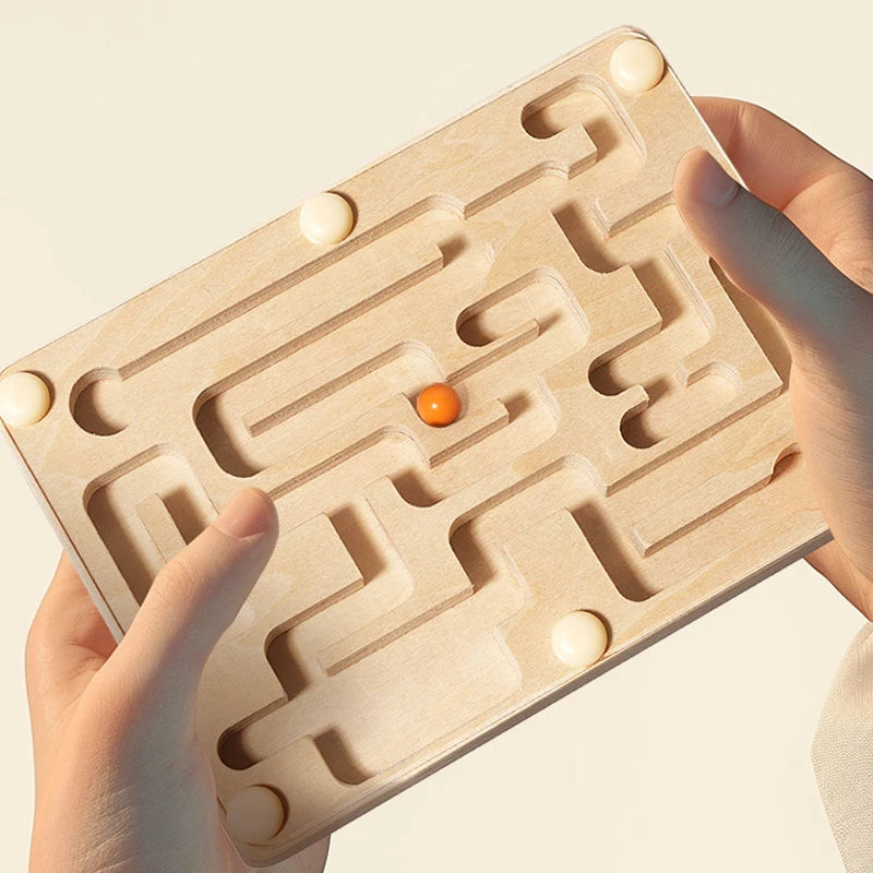 Small Wooden Balance Bead Maze, Balancing Board Game, Focus Training Toy For Kids