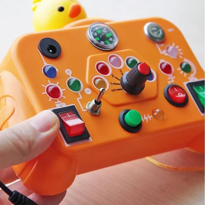Montessori Busy Board Sensory Toys Wooden With LED Light Switch Control Board Travel Activities Children Games For 2-4 Years Old