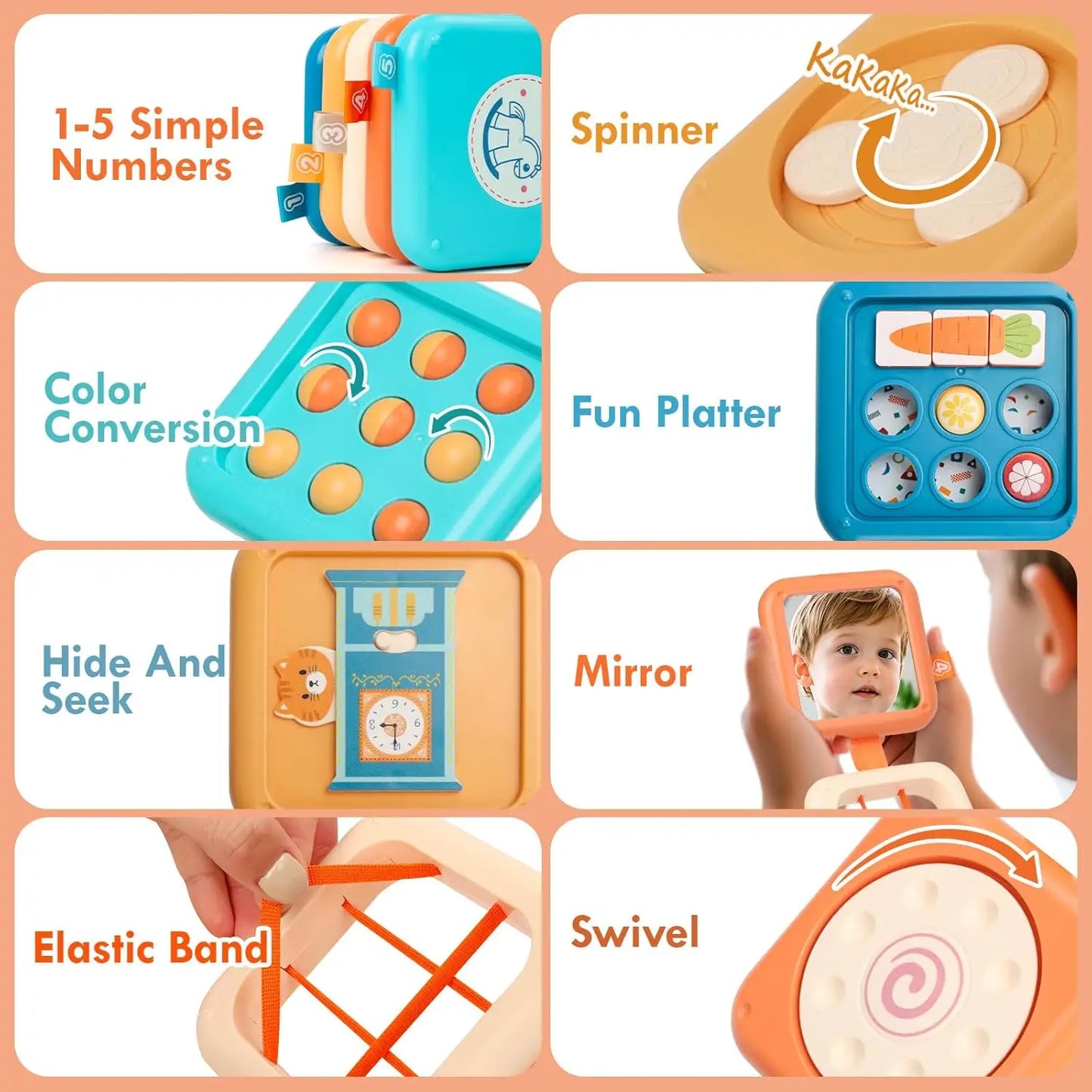 Sensory Folding Activity Cube Montessori Toys with Fine Motor Skills Travel Busy Board Busy Cube Gifts for Baby Kid Gift Toddler