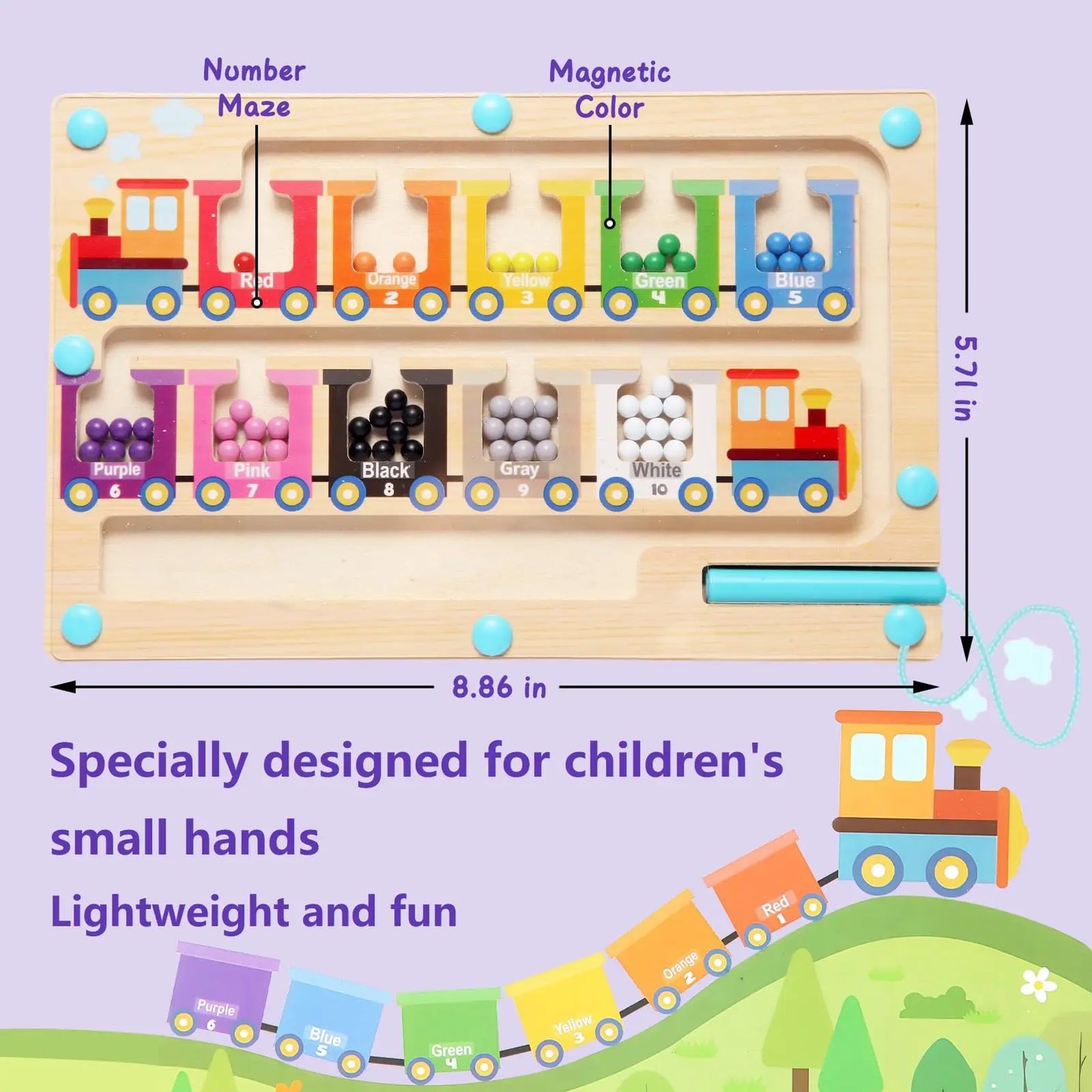 Magnetic Color and Number Maze Montessori Toys Wooden Magnet Balls Puzzle Learning Educational Sensory Toy for Toddlers and Kids
