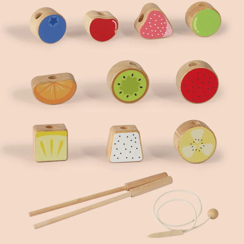 Wooden Beads Mastery Kit Logic Game Thinking Training Stacking Blocks Color Shape Matching Lacing Bead for Boys Girls Christmas