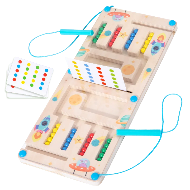 Magnetic Bead Maze Toy for Kids - Color & Number Cognition Train Fine Motor Skills Improve Focus Parent-Child Interactive Game