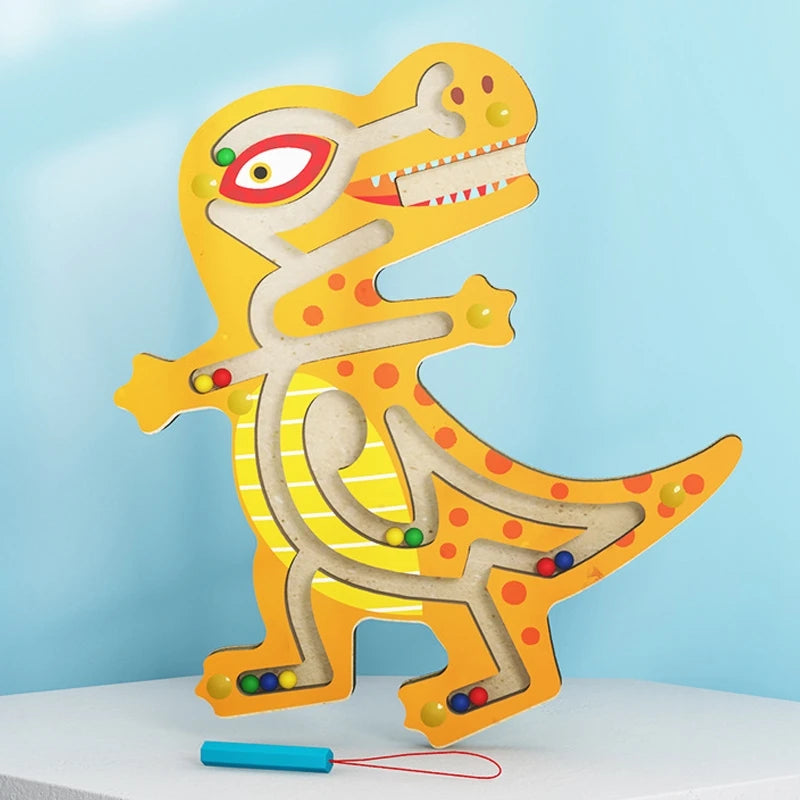 Kids Magnetic Maze Toy Mini Wooden Interactive Maze Pen Driving Beads Maze Puzzle Board Game Eduactional Toys for Toddlers Baby