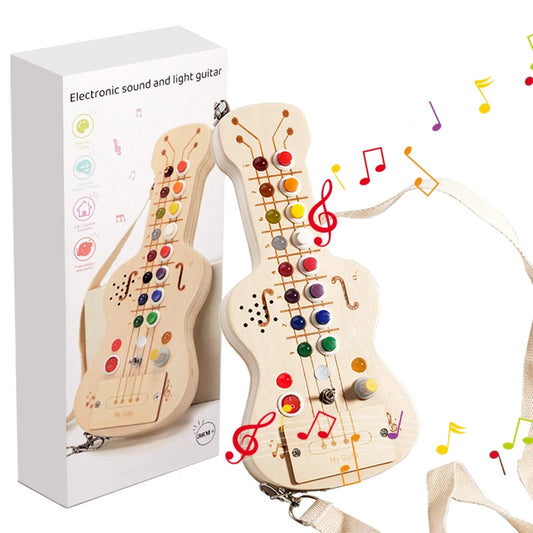 Music Busy Board Montessori Parish Toy LED Light Switch Toddlers Wooden Sensory Activitie Board Travel Activity Educational Toys