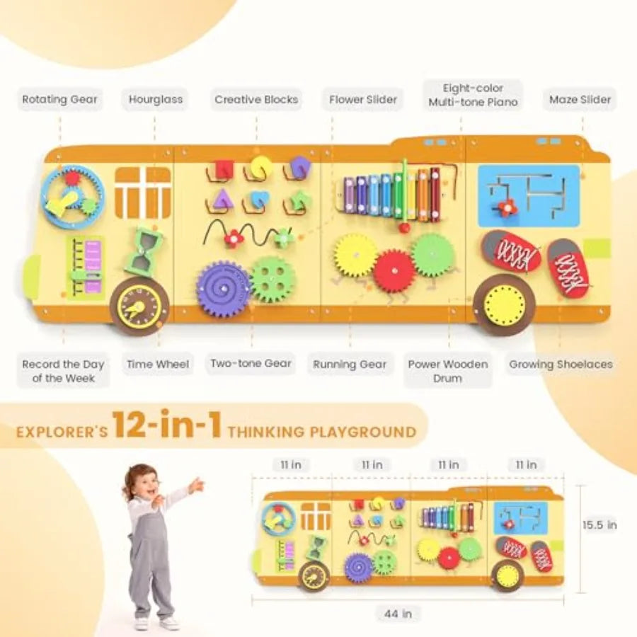 Wooden Wall Busy Board Panels Toddler Learning Activity Center Montessori Philosophy Sensory Educational Toys Conducive to All-
