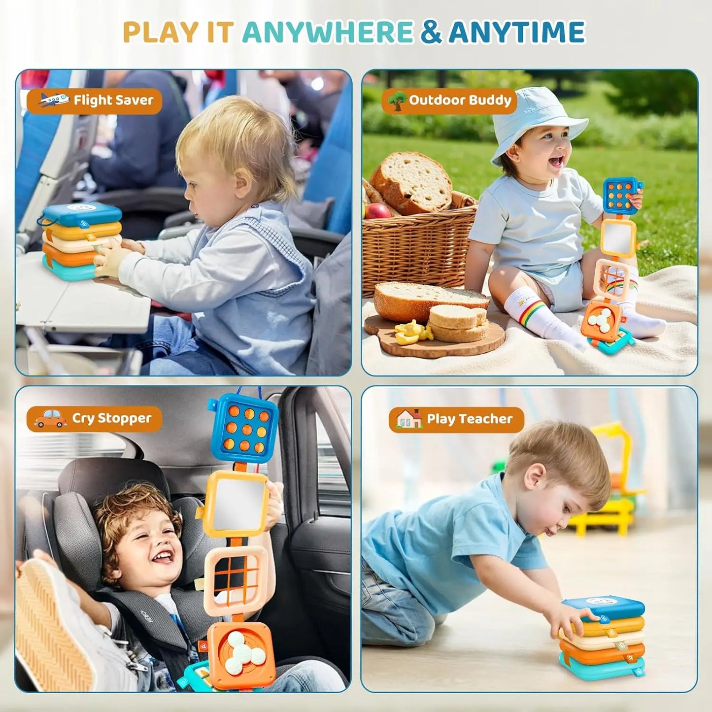 Sensory Folding Activity Cube Montessori Toys with Fine Motor Skills Travel Busy Board Busy Cube Gifts for Baby Kid Gift Toddler