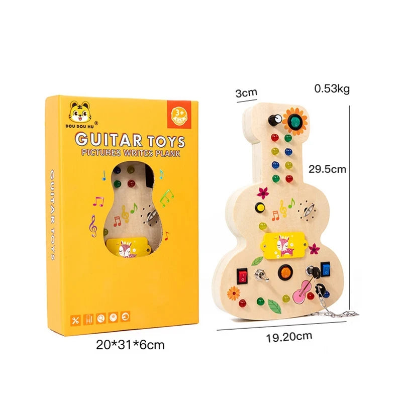 Music Busy Board Montessori Parish Toy LED Light Switch Toddlers Wooden Sensory Activitie Board Travel Activity Educational Toys