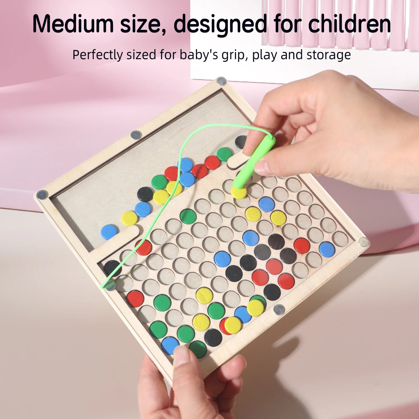 Magnetic Bead Maze for Toddlers DIY Doodle Board with Magnetic Pen Card Puzzle Montessori Educational Preschool Travel Toy Gifts