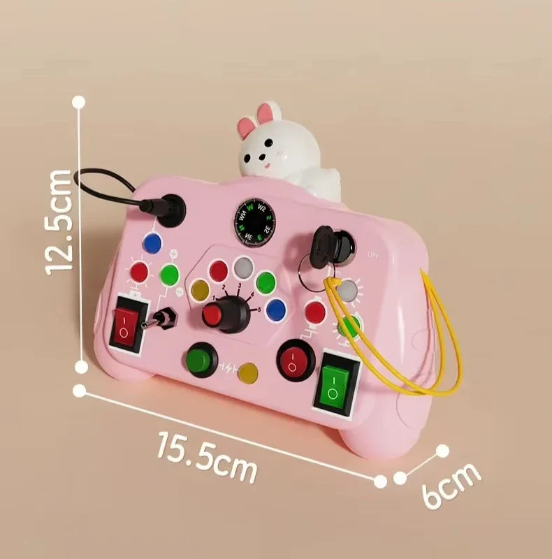Montessori Busy Board Sensory Toys Wooden With LED Light Switch Control Board Travel Activities Children Games For 2-4 Years Old