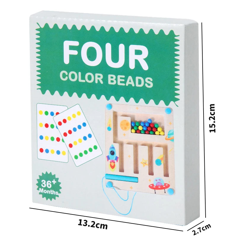 Magnetic Bead Maze Toy for Kids - Color & Number Cognition Train Fine Motor Skills Improve Focus Parent-Child Interactive Game