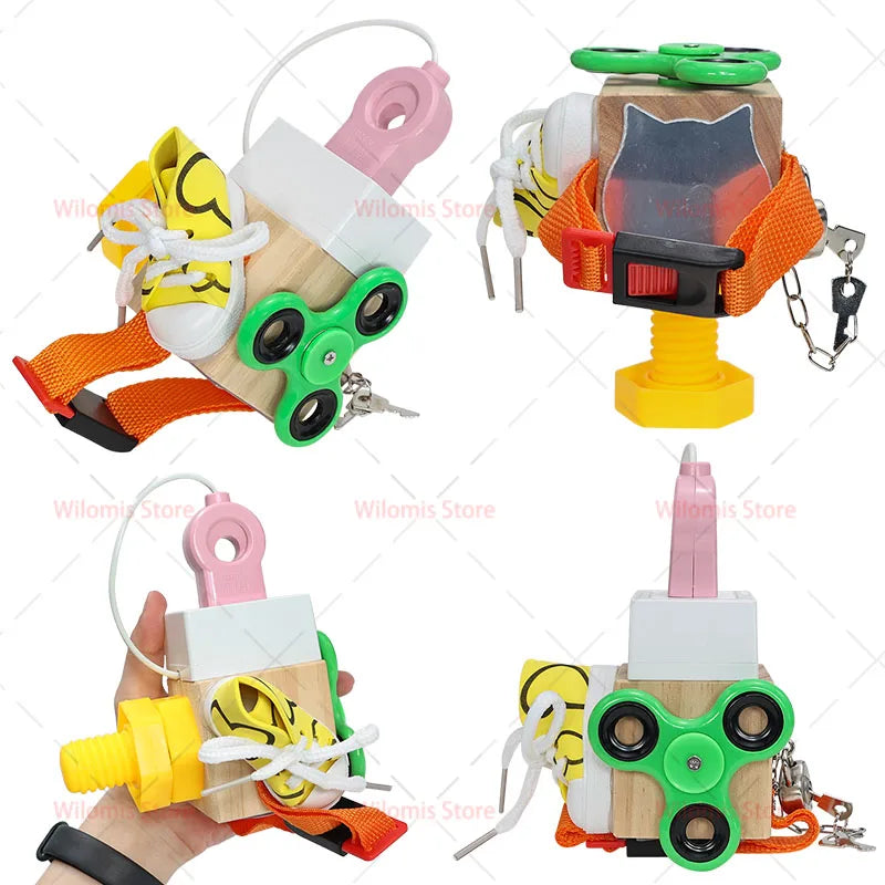 8 Styles Montessori Kids Busy Cube Board Educational Toy Children Hand Grasping Ability Training Lock Learning Toys Toddler Gift