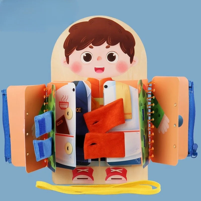 Wooden Multi-layer Busy Board Fo r  Children Montessori Early Education Games Toddlers Quiet Books Sensory Practice Dressing gift