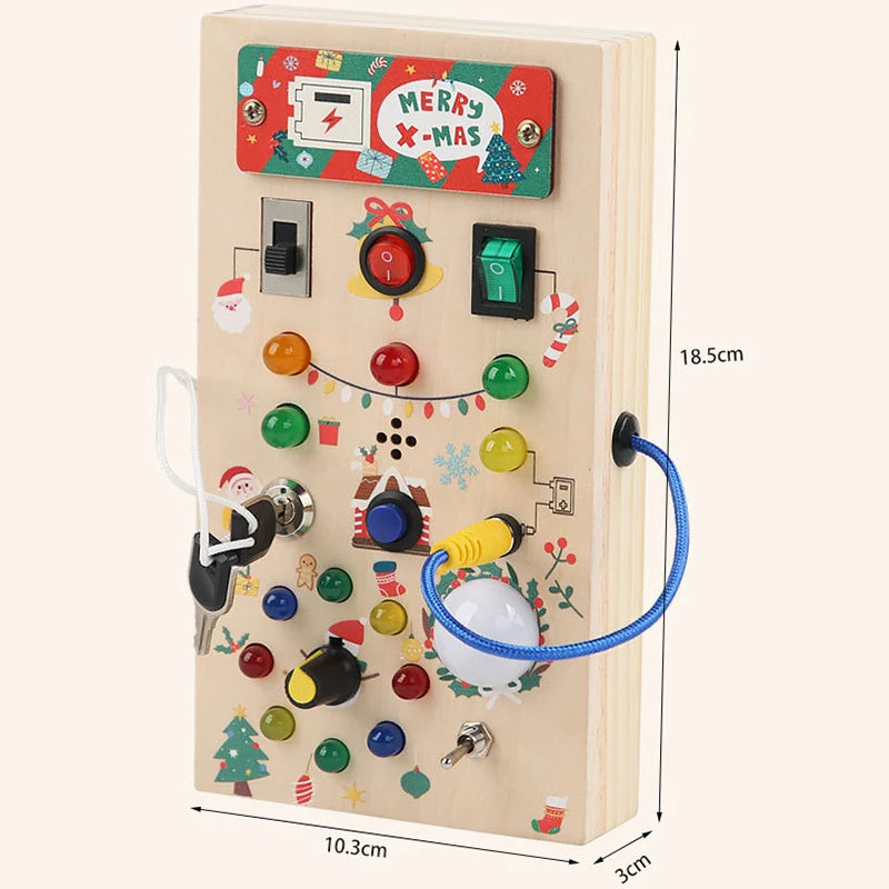 Music Busy Board Montessori Parish Toy LED Light Switch Toddlers Wooden Sensory Activitie Board Travel Activity Educational Toys
