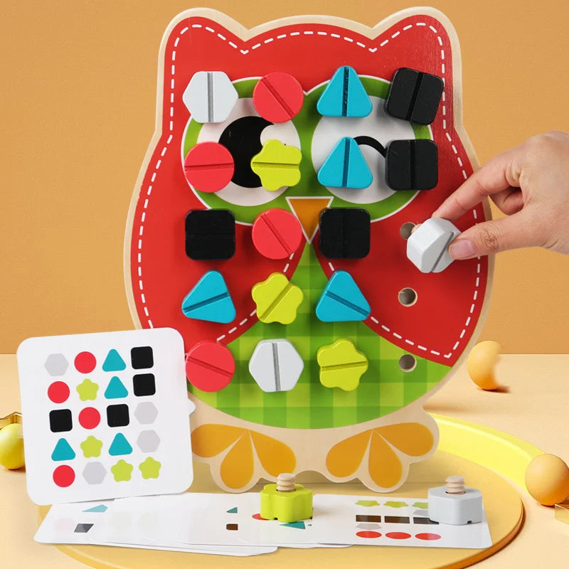 Wooden Screw Nut Assembly Educational Toy Activity Wooden Puzzle Stacking Toys Screw Nut Blocking Toyset perfect Gift For Kids