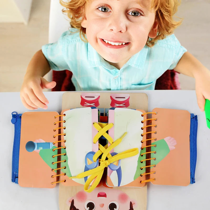 Wooden Multi-layer Busy Board Fo r  Children Montessori Early Education Games Toddlers Quiet Books Sensory Practice Dressing gift