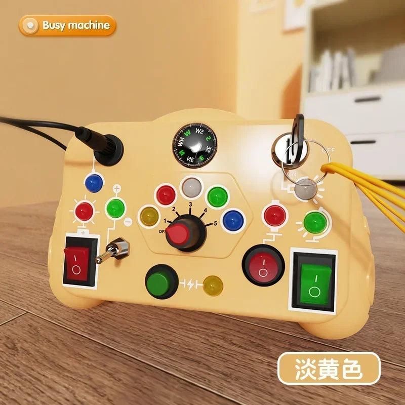 Montessori Busy Board Sensory Toys Wooden With LED Light Switch Control Board Travel Activities Children Games For 2-4 Years Old