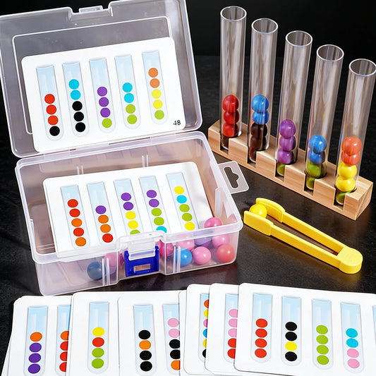 Children's Wooden Educational Toy Colorful Bead Sorting  Tongs and Tweezers Develops fine motor skills and concentration Ages 3+