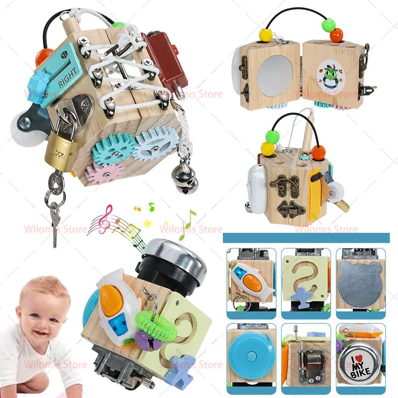 8 Styles Montessori Kids Busy Cube Board Educational Toy Children Hand Grasping Ability Training Lock Learning Toys Toddler Gift