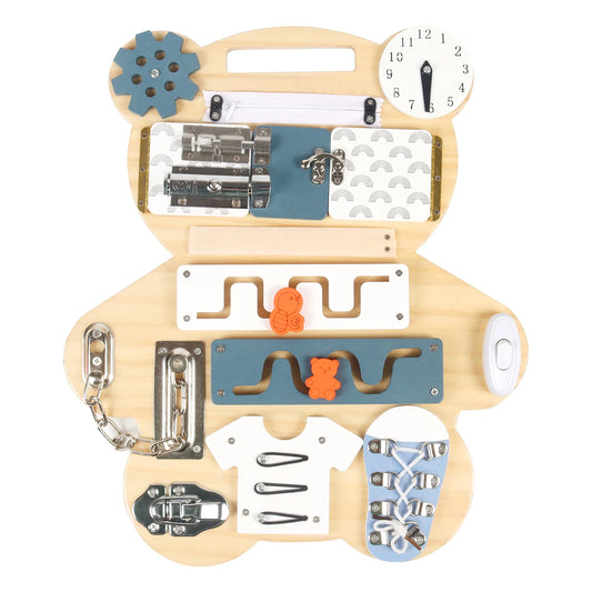 Montessori Bear Busy Board Painting Board Toy Early Learning Travel Toy Gift for Baby 2 3 4 Hands-On Life Skill Educational Toy