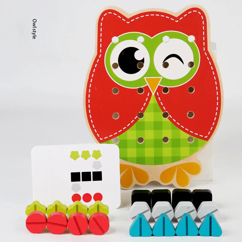 Wooden Screw Nut Assembly Educational Toy Activity Wooden Puzzle Stacking Toys Screw Nut Blocking Toyset perfect Gift For Kids