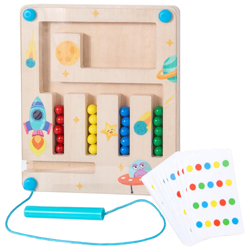 Wooden Kid Magnetic Shape Matching Maze Board Montessori Geometry Color Cognition Education Toys Color Matching Early Education