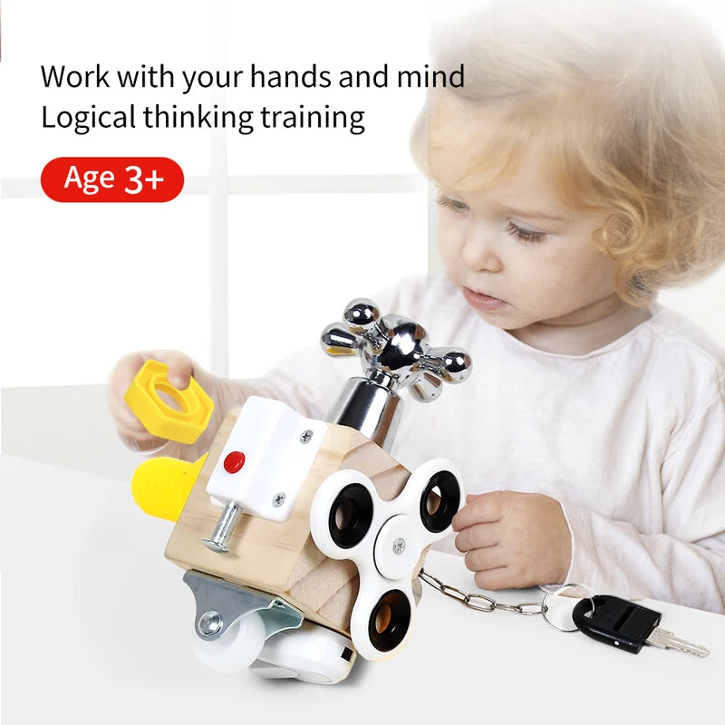 Cube d'Activité Montessori — Préhension, Cadenas & Éveil Bébé