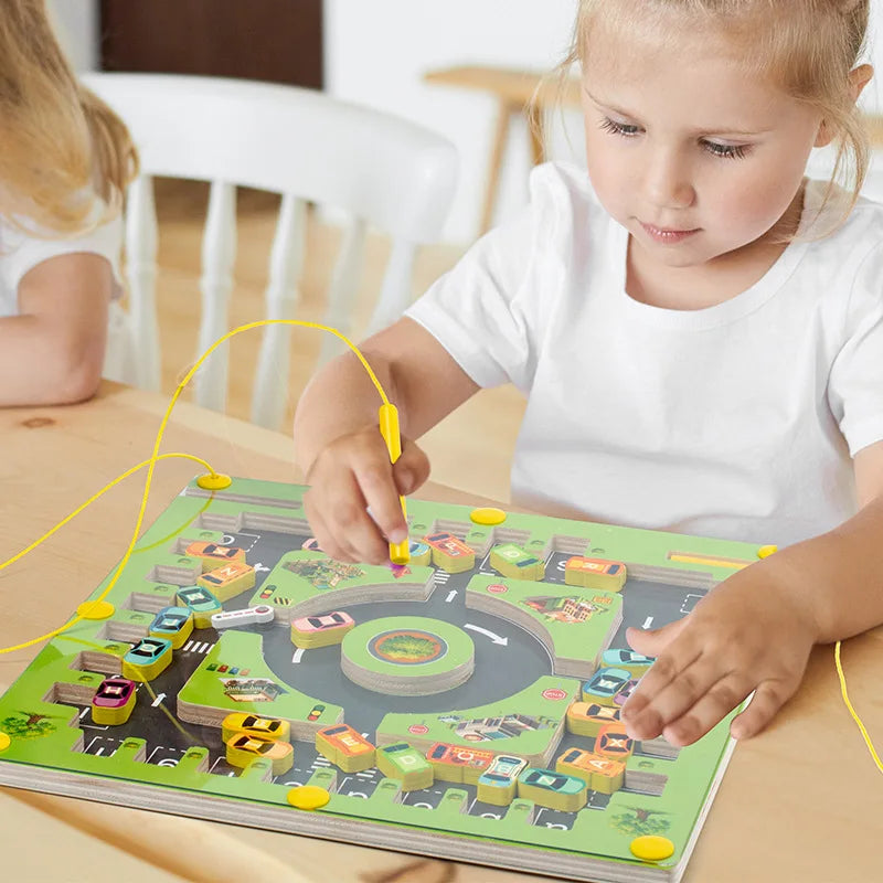 Magnetic Color and Number Maze Montessori Wooden Color Matching Toys Toddlers Wooden Puzzle Activity Board Learning Educational