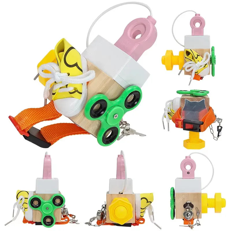 8 Styles Montessori Kids Busy Cube Board Educational Toy Children Hand Grasping Ability Training Lock Learning Toys Toddler Gift