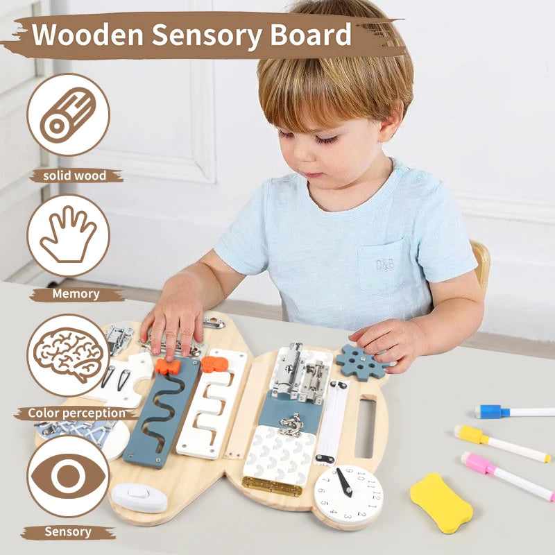 Montessori Bear Busy Board Painting Board Toy Early Learning Travel Toy Gift for Baby 2 3 4 Hands-On Life Skill Educational Toy