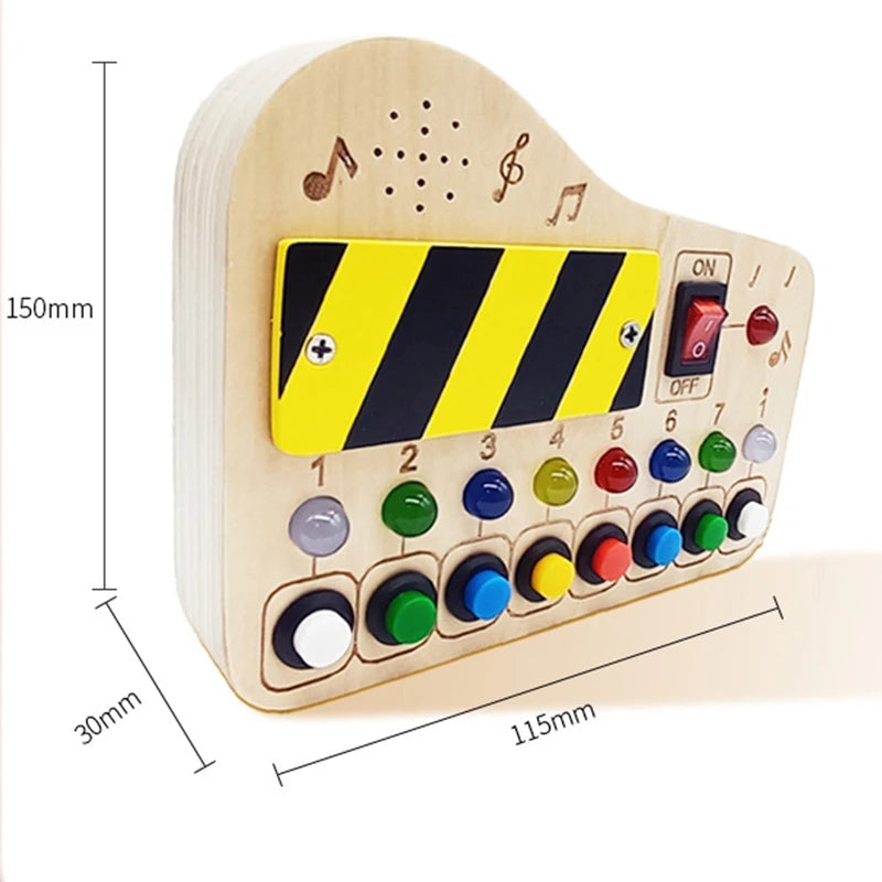 Music Busy Board Montessori Parish Toy LED Light Switch Toddlers Wooden Sensory Activitie Board Travel Activity Educational Toys