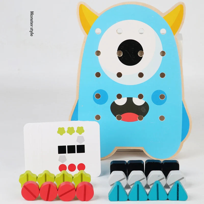 Wooden Screw Nut Assembly Educational Toy Activity Wooden Puzzle Stacking Toys Screw Nut Blocking Toyset perfect Gift For Kids