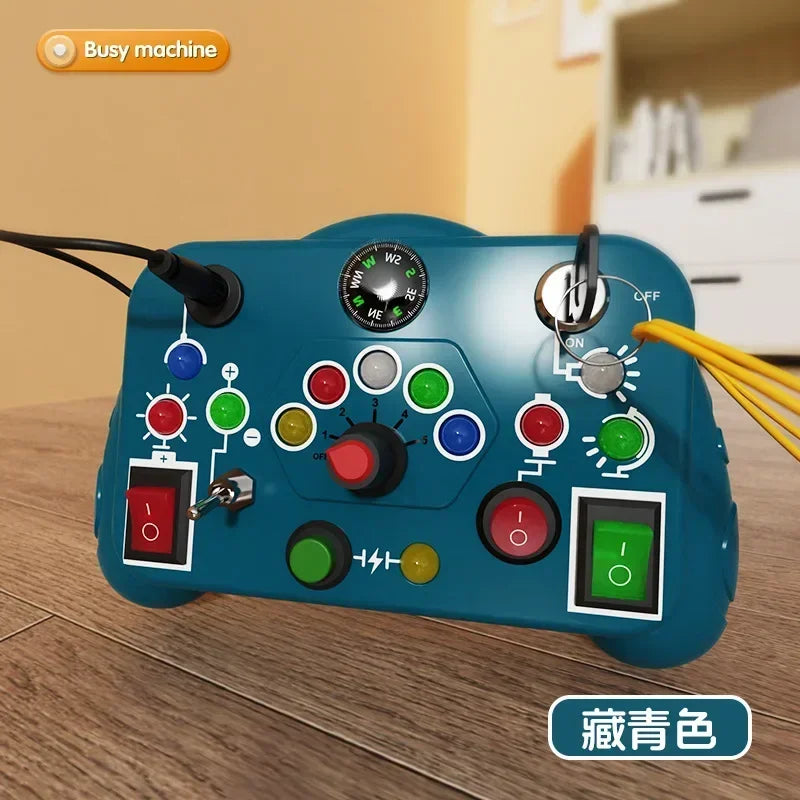 Montessori Busy Board Sensory Toys Wooden With LED Light Switch Control Board Travel Activities Children Games For 2-4 Years Old