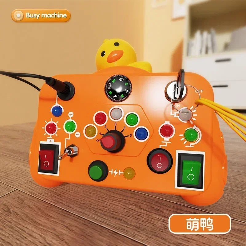 Montessori Busy Board Sensory Toys Wooden With LED Light Switch Control Board Travel Activities Children Games For 2-4 Years Old