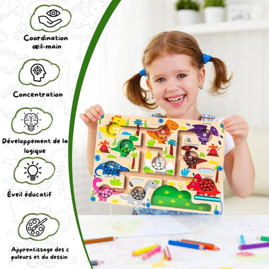 Labyrinthe Magnétique l'Œuf de Dinosaure en Bois – Premier Prix Montessori dès 3 Ans