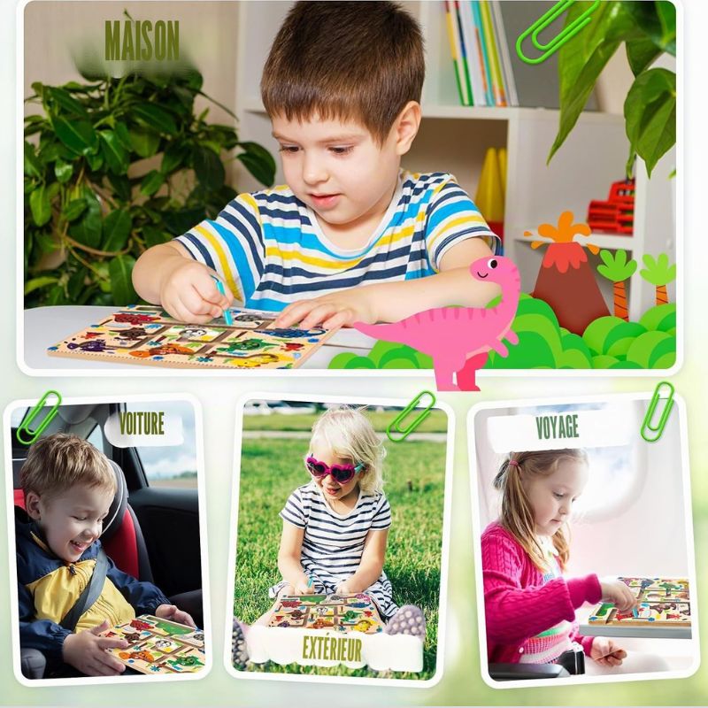Labyrinthe Magnétique l'Œuf de Dinosaure en Bois – Premier Prix Montessori dès 3 Ans